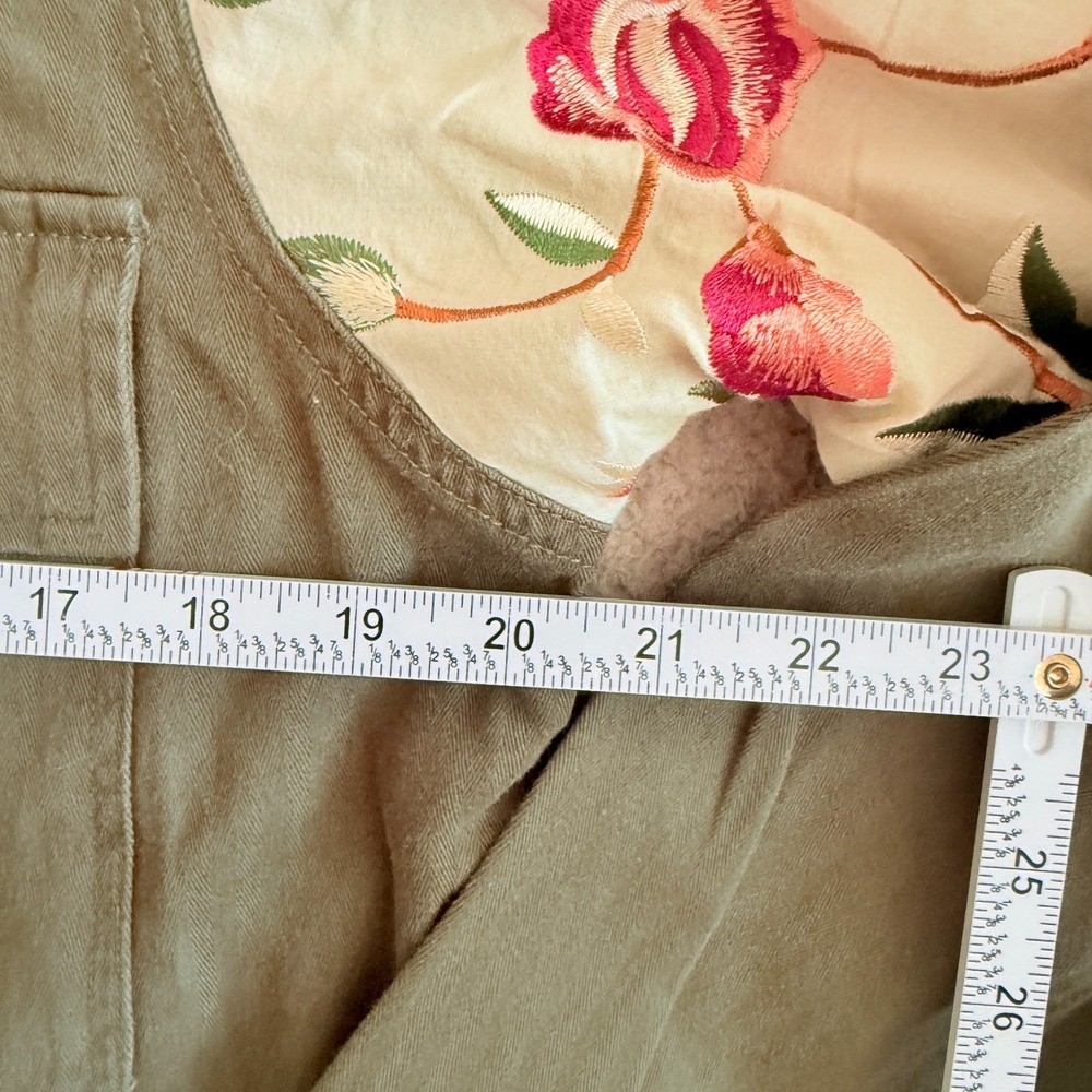 Tiny Leslie by Anthropologie Jacket sz Small Embroidered Dark Green Utility - Picture 10 of 13